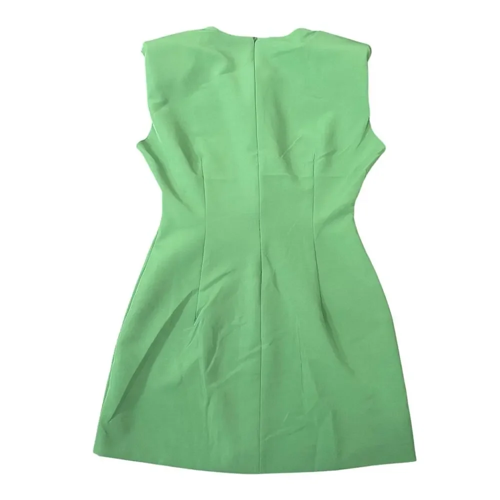 Zara Women's Crepe Mini Dress with Shoulder Pads Green Size M